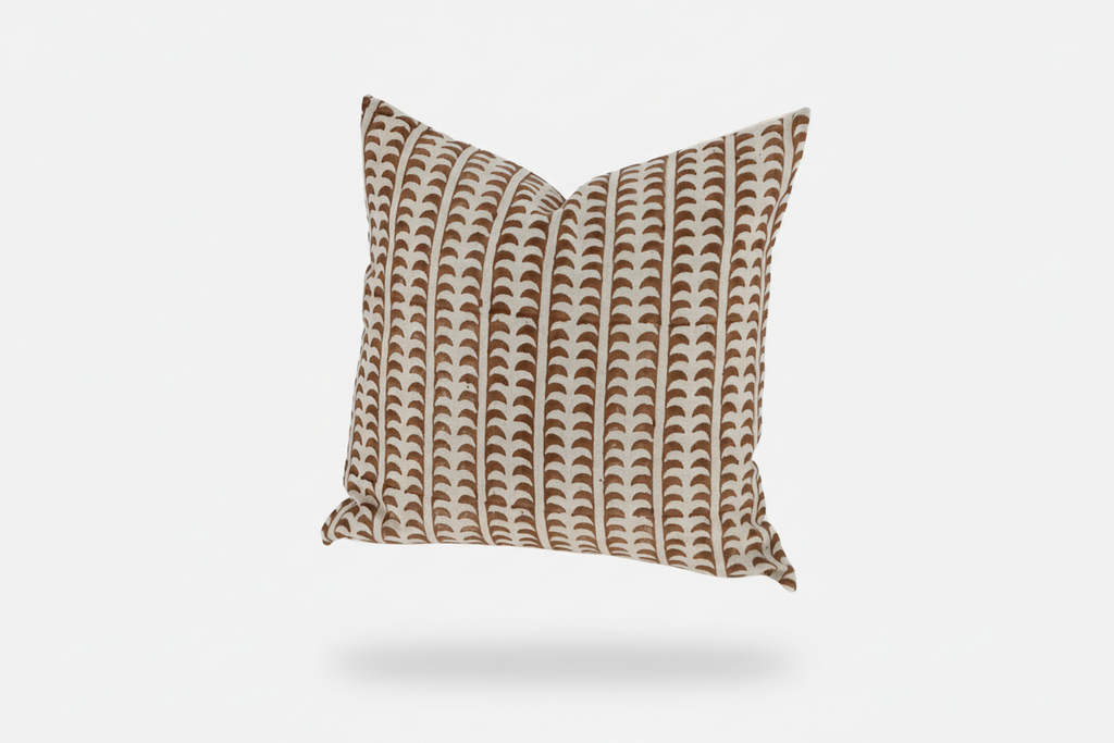 Calista Striped Floral Oat Pillow Cover 26" x 26" Double Sided Pillow Covers