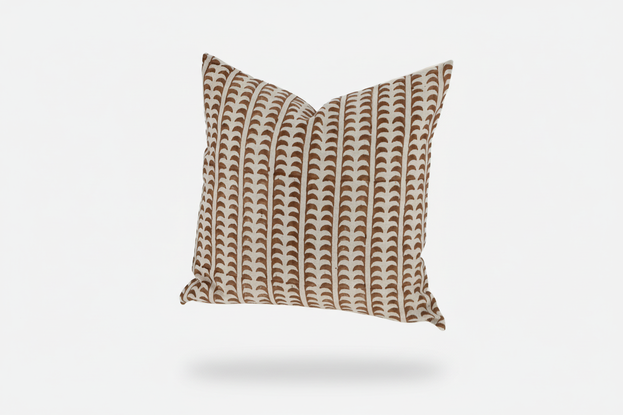 Calista Striped Floral Oat Pillow Cover 26" x 26" Double Sided Pillow Covers