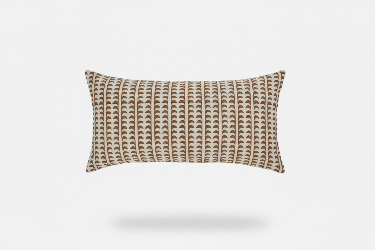 Calista Striped Floral Oat Pillow Cover 16" x 42" Double Sided Pillow Covers