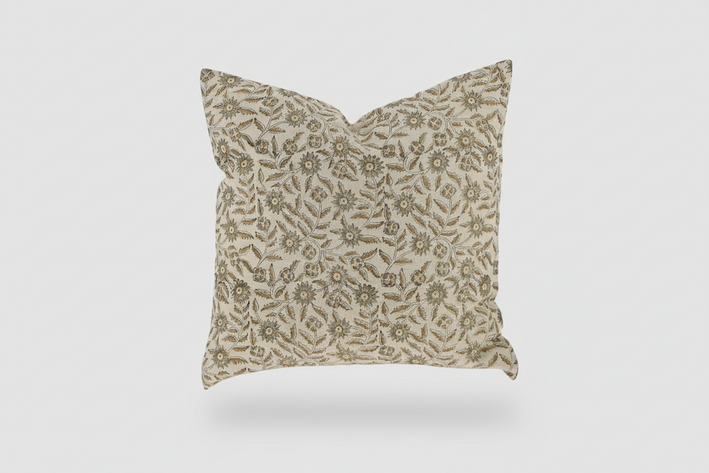 Odine Botanical Print Oat Pillow Cover 26" x 26" Double Sided Pillow Covers