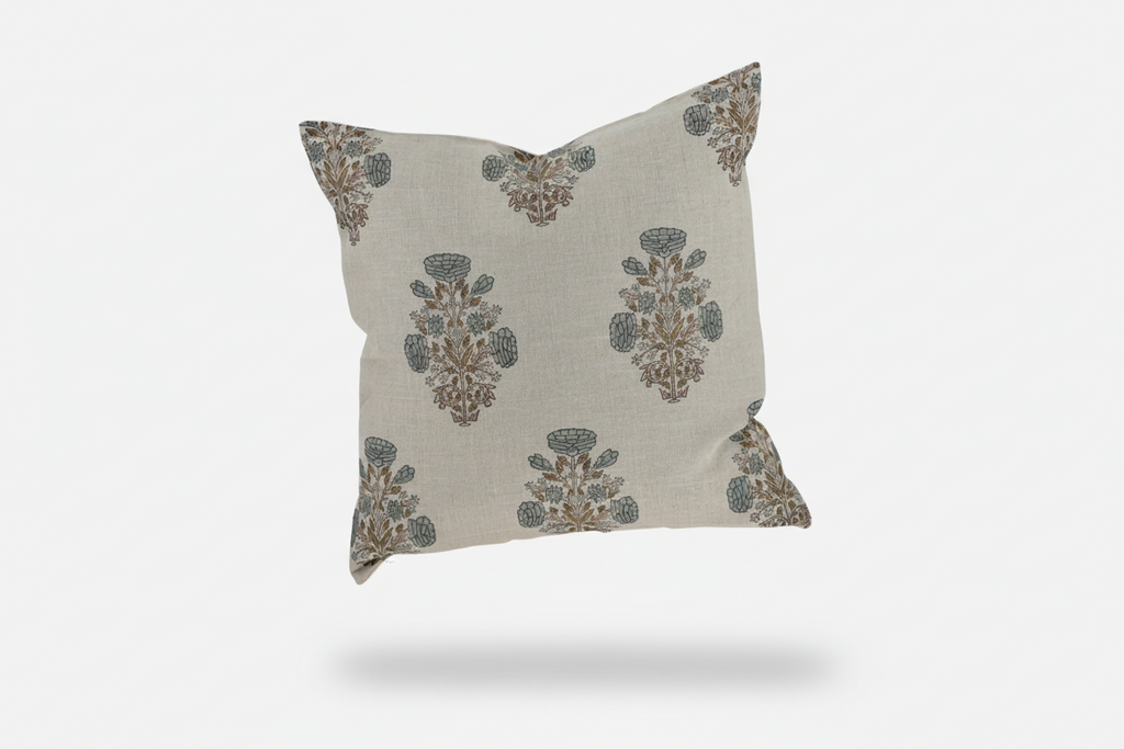 Cypress Ditsy Prints Natural Linen Pillow Cover 26" x 26" Double Sided Pillow Covers