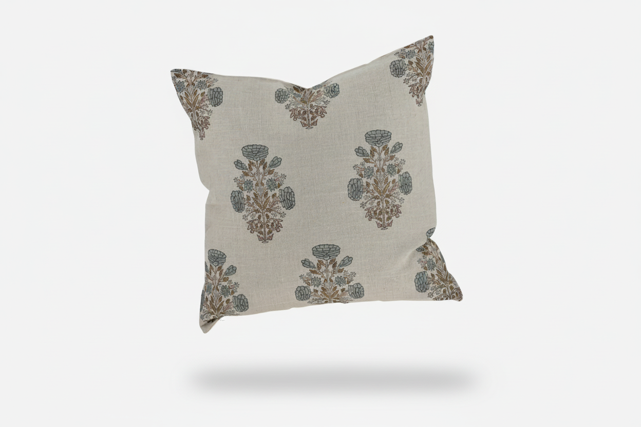 Cypress Ditsy Prints Natural Linen Pillow Cover 26" x 26" Double Sided Pillow Covers