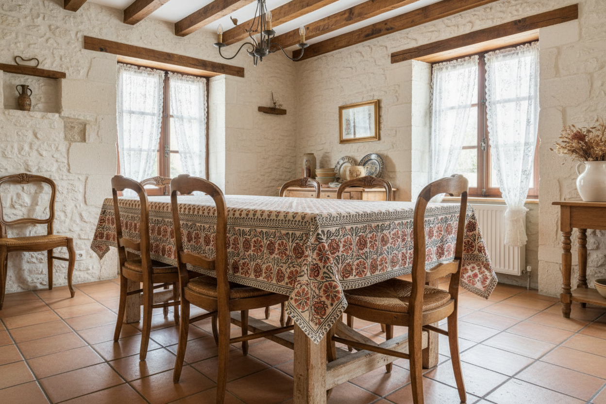 Salmon Botanical Print Table Cloth