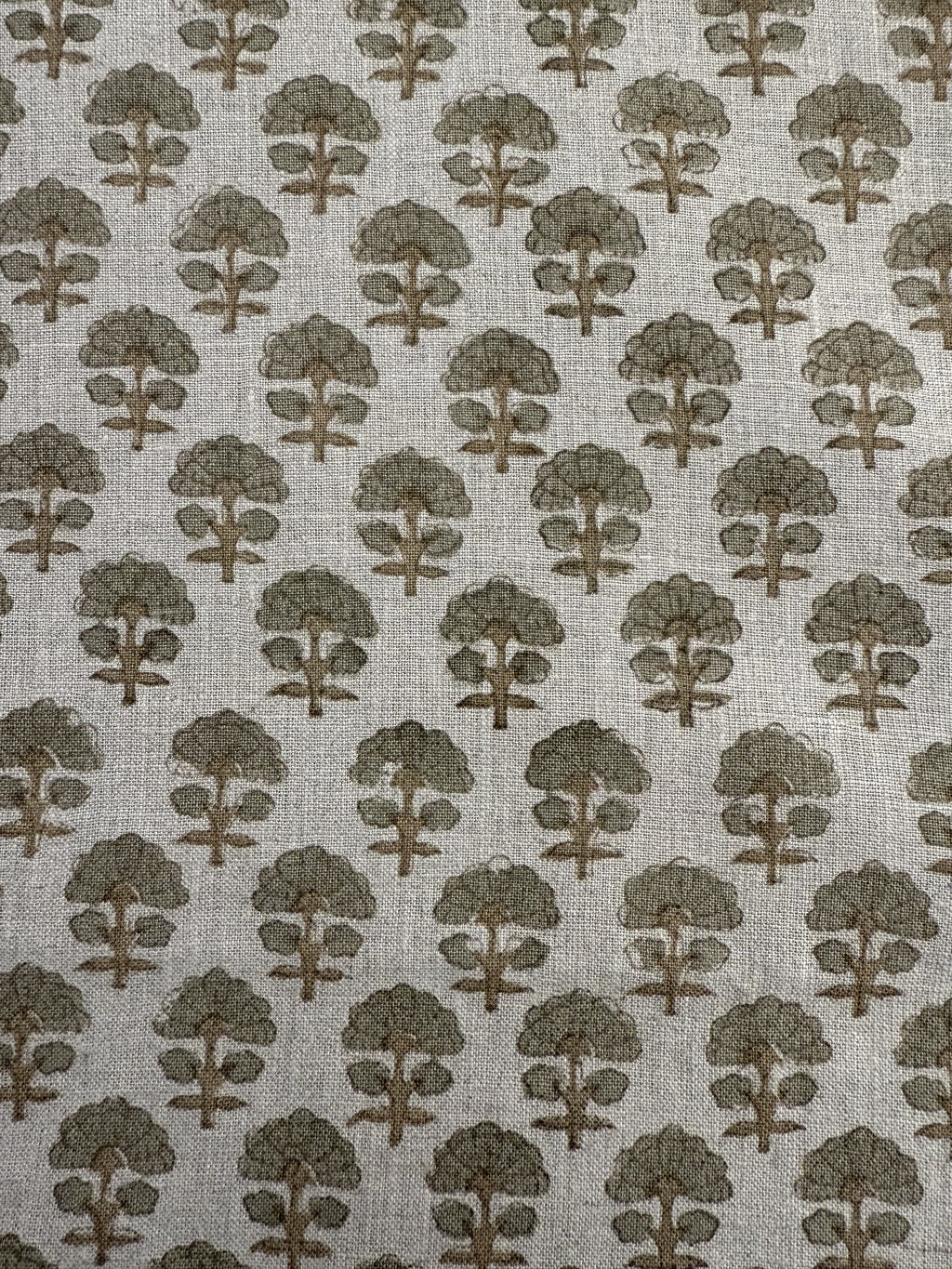 Sage Linen Block Print Fabric Green Linen Fabric