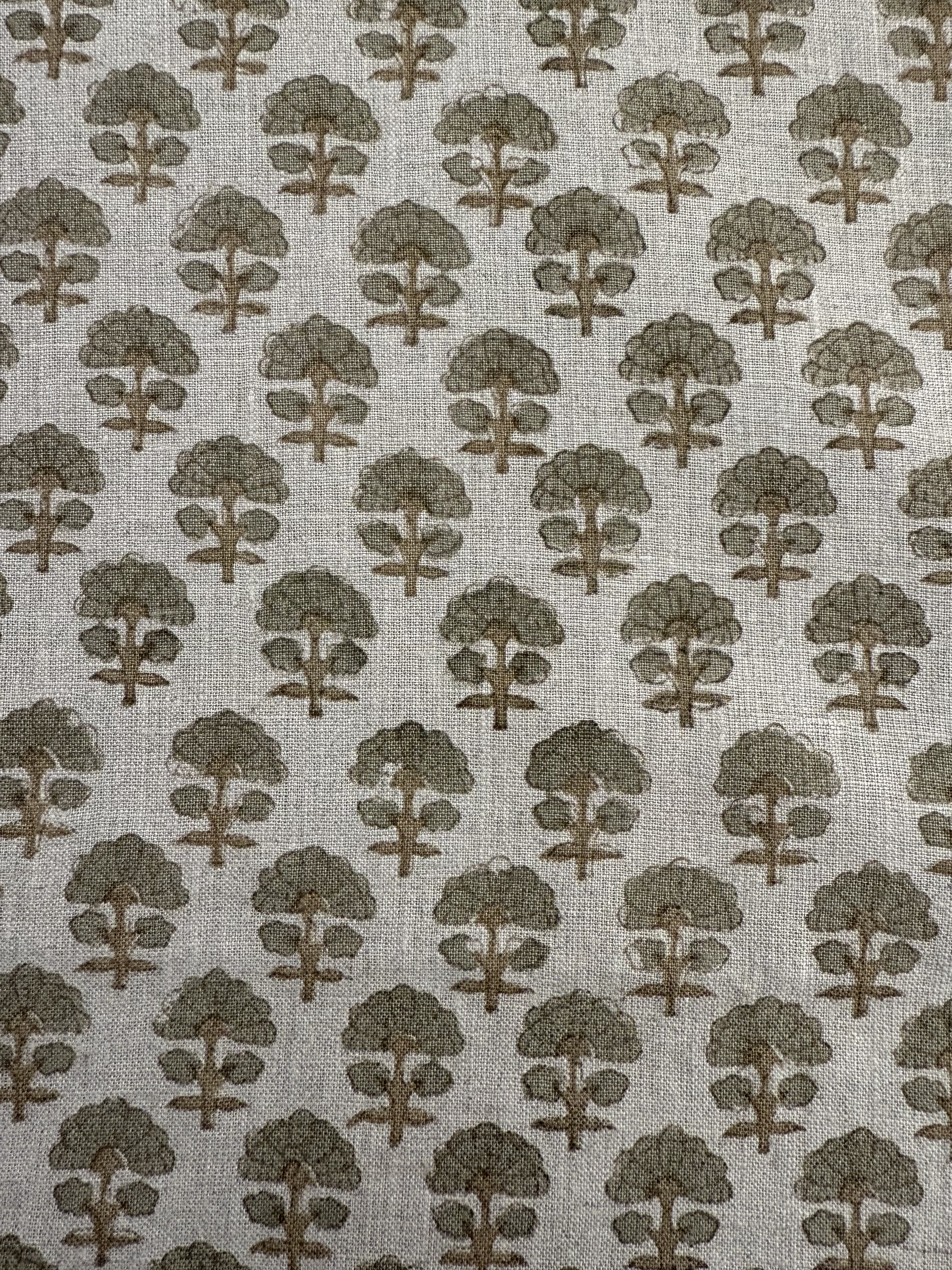Sage Linen Block Print Fabric Green Linen Fabric