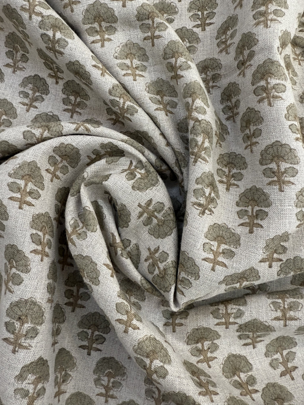 Sage Linen Block Print Fabric Linen Fabric