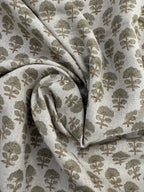 Sage Linen Block Print Fabric Linen Fabric