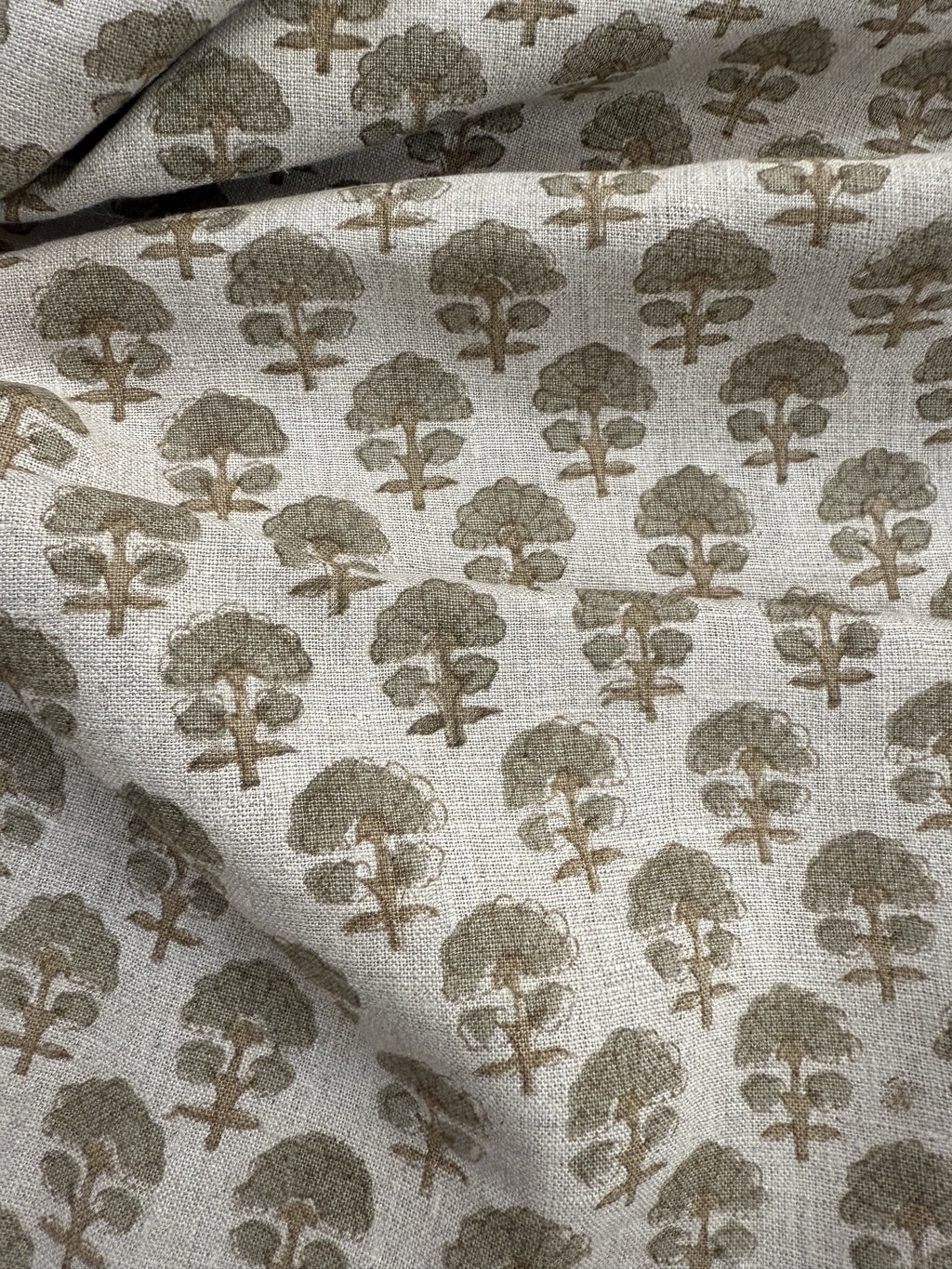 Sage Linen Block Print Fabric Linen Fabric
