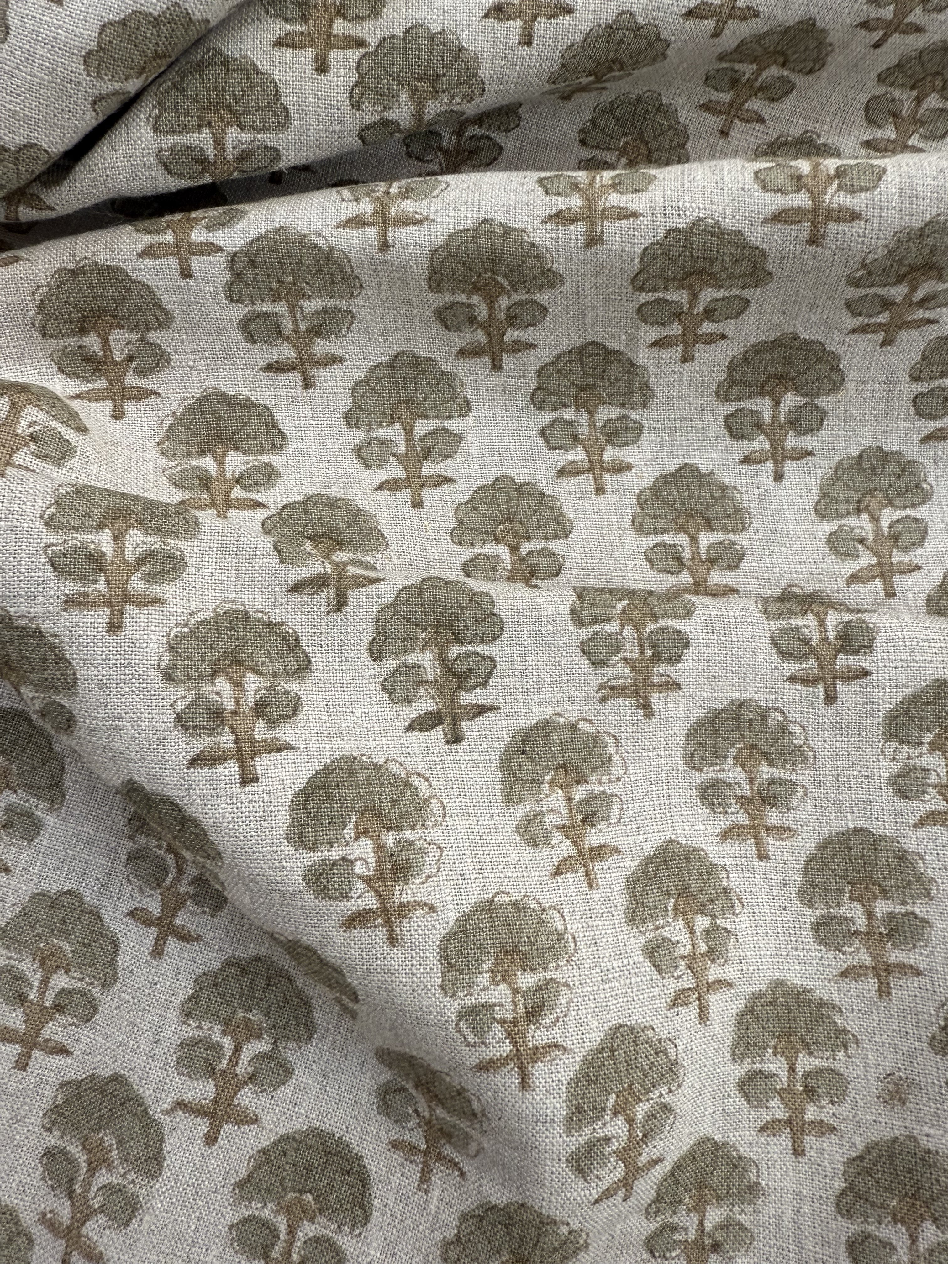 Sage Linen Block Print Fabric Linen Fabric