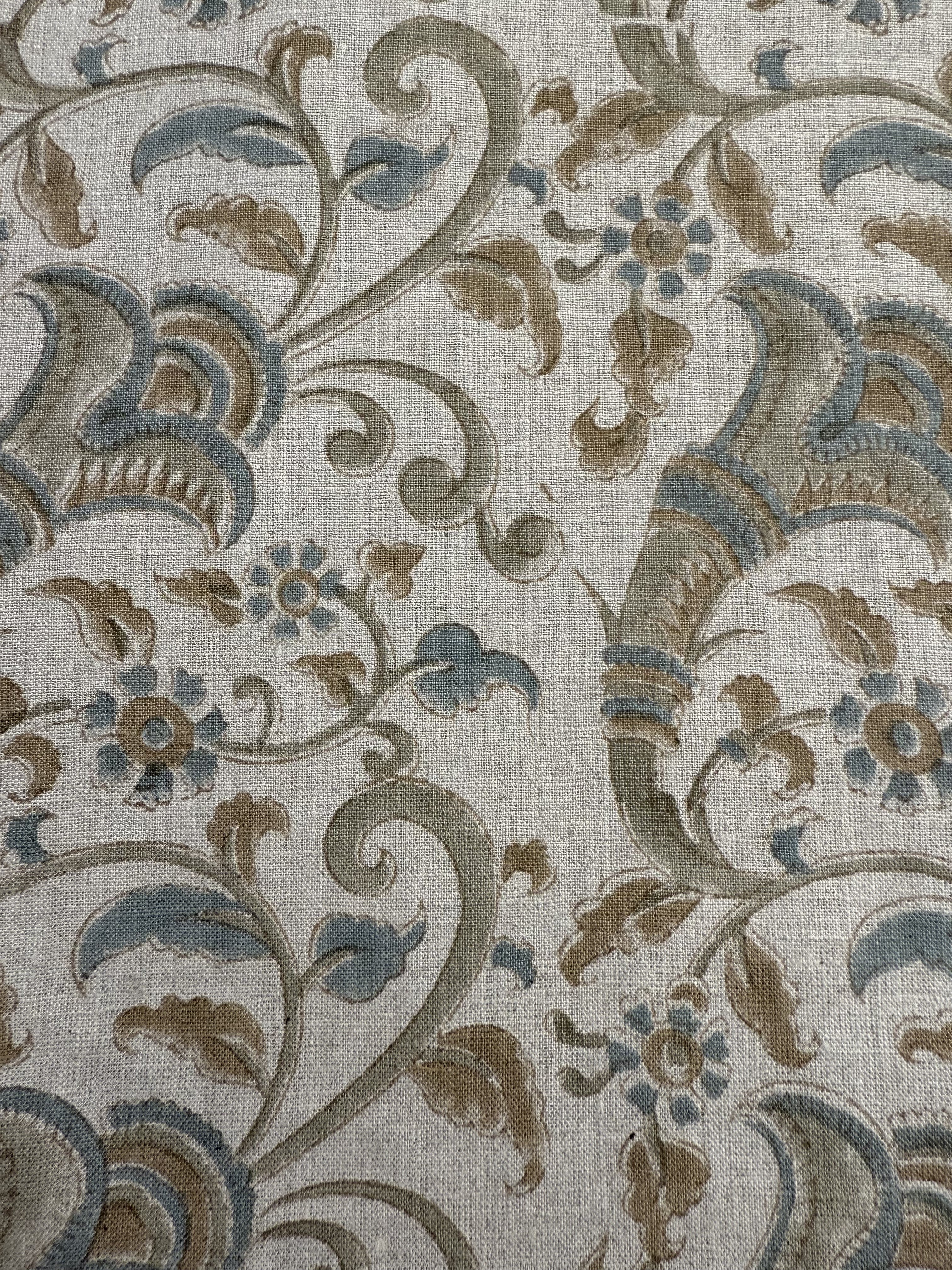 Eulalia Block Print Handloom Linen Fabric Linen Fabric