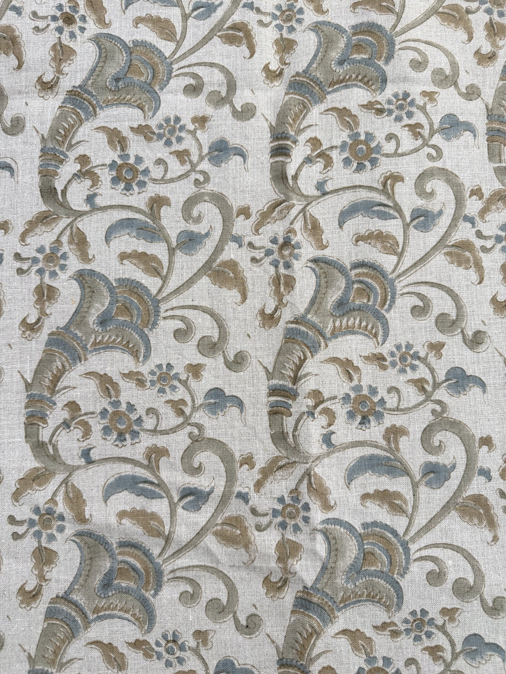 Eulalia Block Print Handloom Linen Fabric Linen Fabric