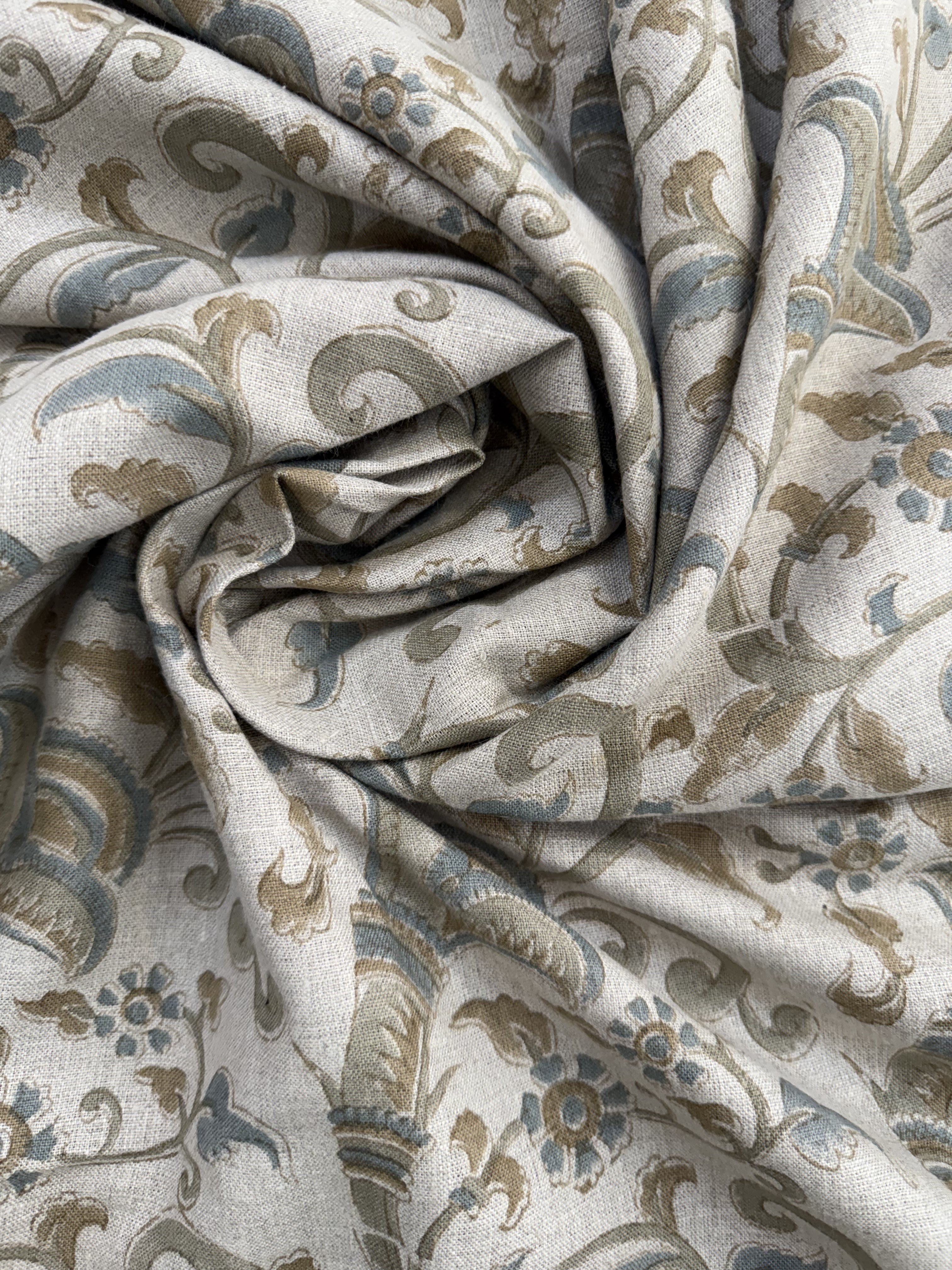 Eulalia Block Print Handloom Linen Fabric Linen Fabric