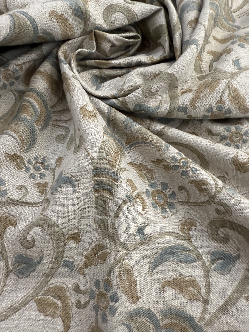 Eulalia Block Print Handloom Linen Fabric Linen Fabric