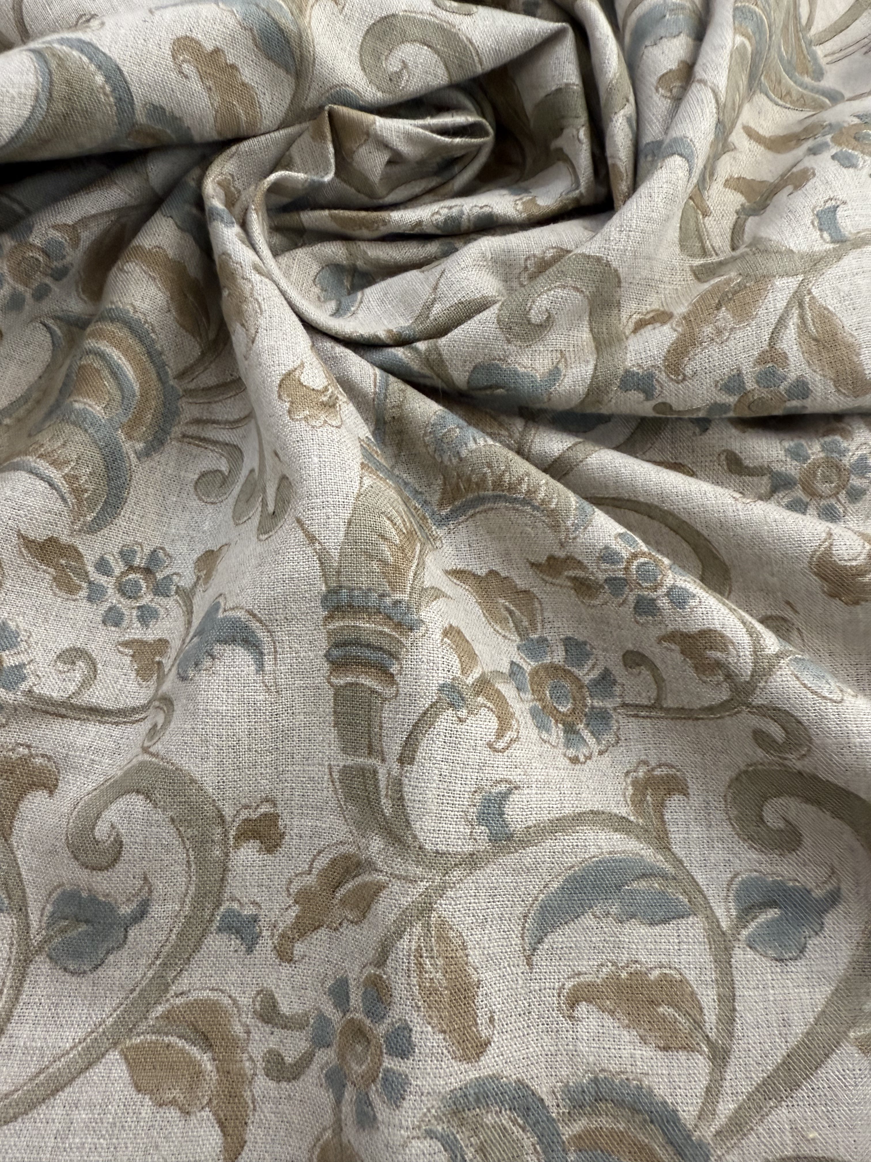 Eulalia Block Print Handloom Linen Fabric Linen Fabric