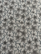 Bob Linen Block Print Fabric by the Yard Gray Black Beige Linen Fabric
