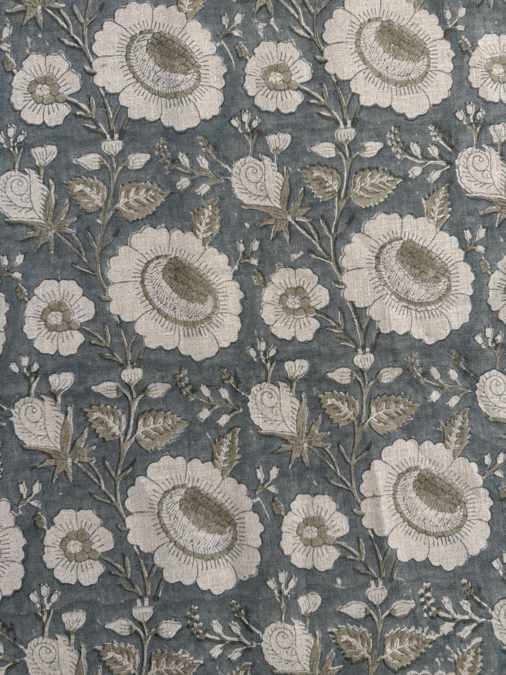 Romy Printed Linen Fabric Green Linen Fabric