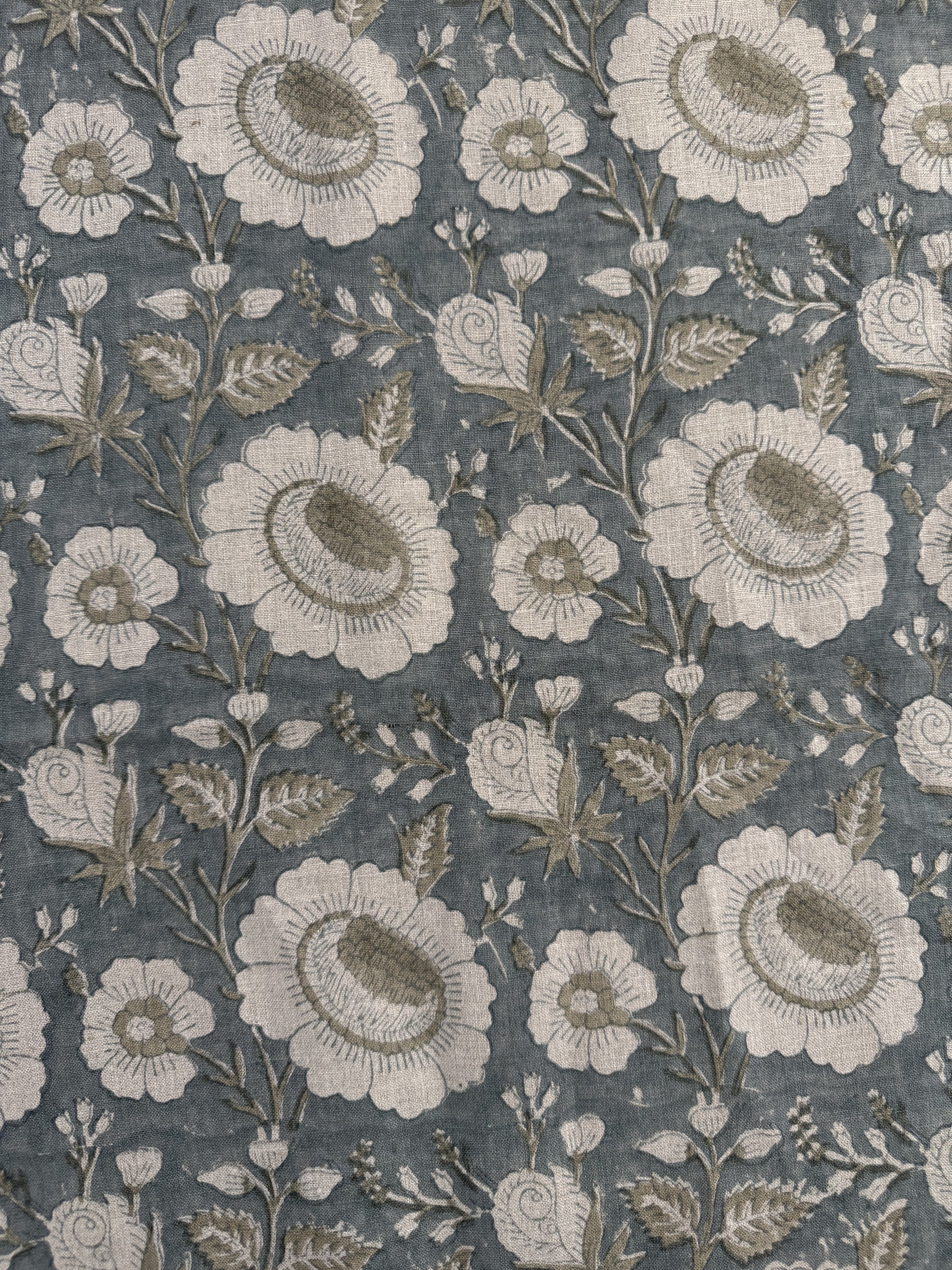 Romy Printed Linen Fabric Green Linen Fabric