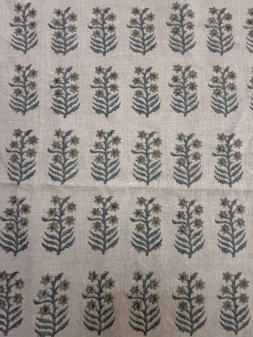 1 Yard Cut Out-Sylvie Hand Block Printed Linen Linen Fabric