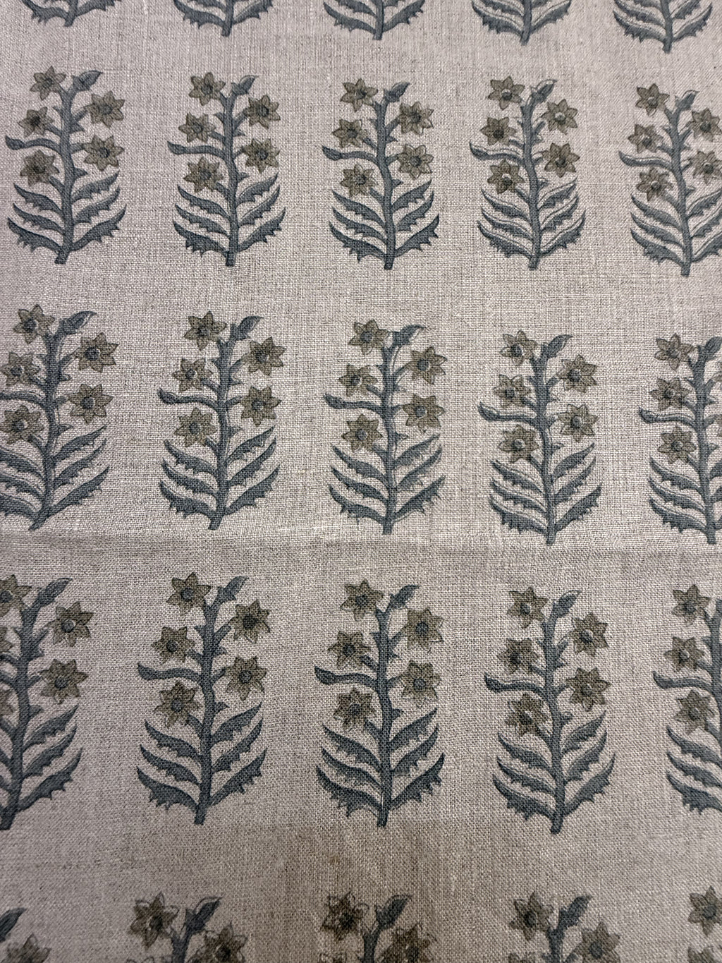 1 Yard Cut Out-Sylvie Hand Block Printed Linen Linen Fabric