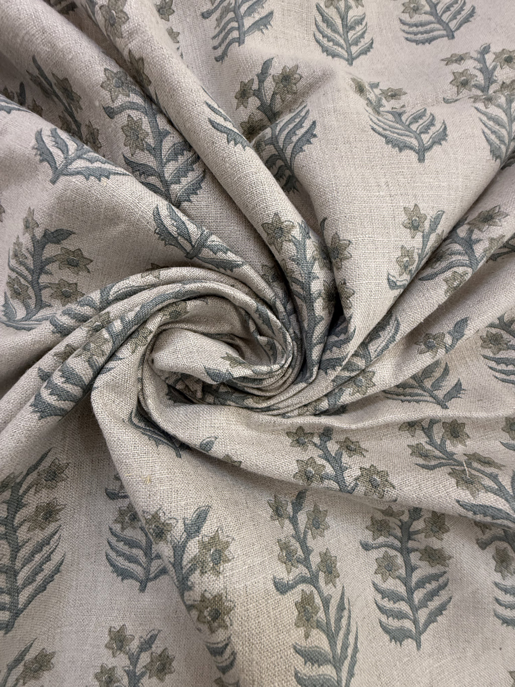 1 Yard Cut Out-Sylvie Hand Block Printed Linen Linen Fabric
