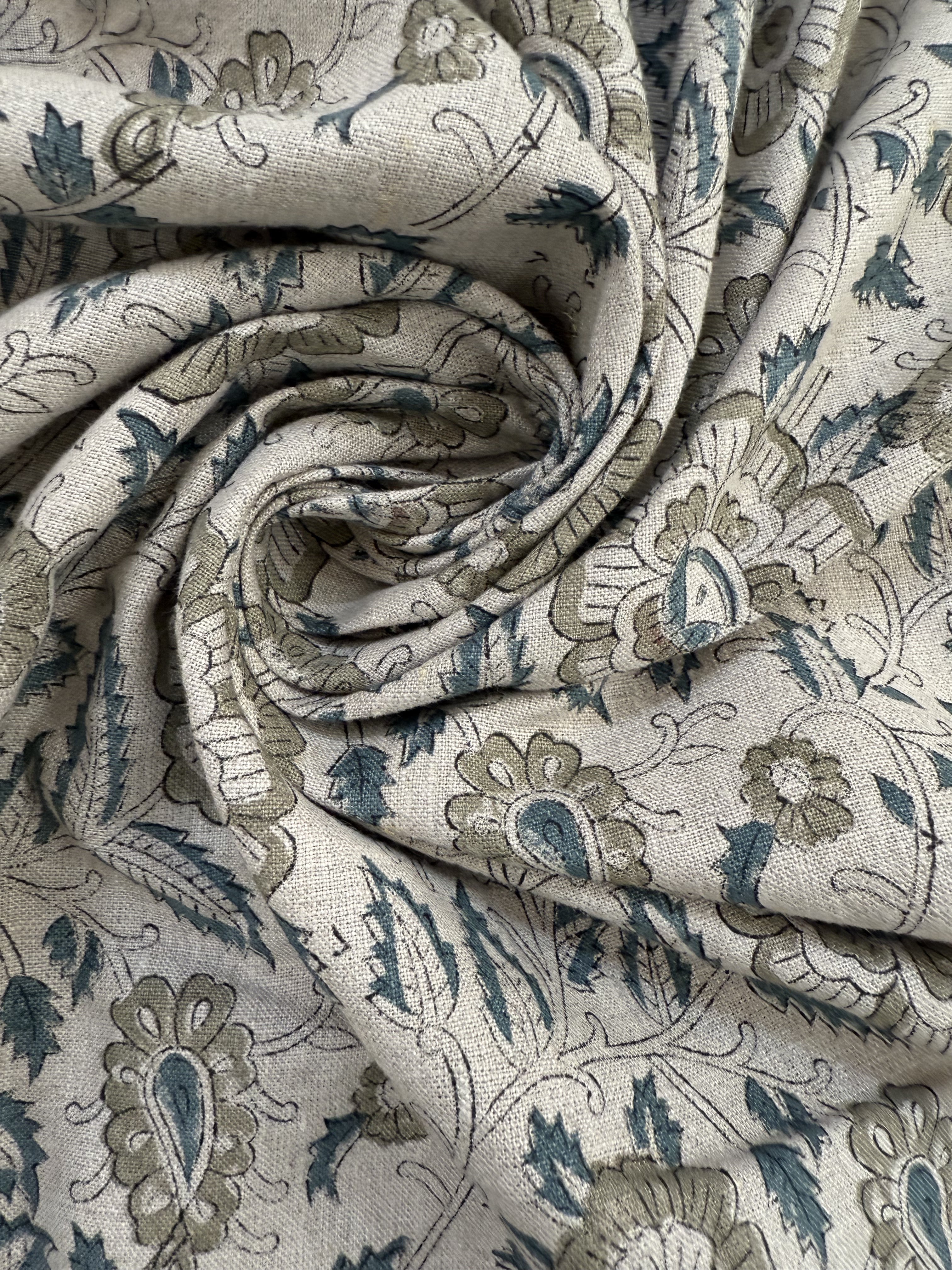 Cleo Block Print Linen Linen Fabric