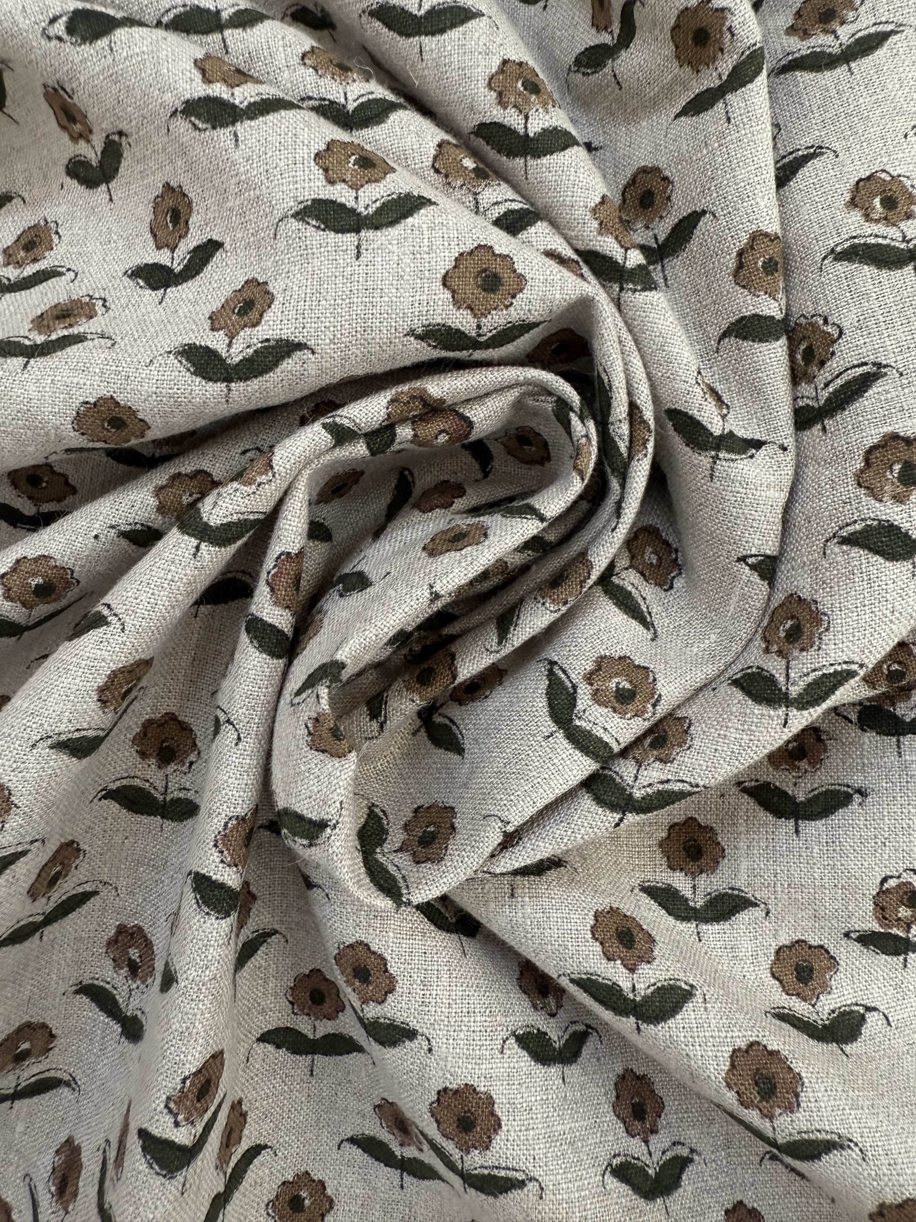 Zinni Handloom Block Print Linen Fabric Linen Fabric