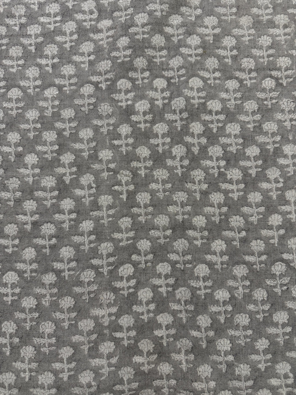 Iris Linen Block Print Dark Grey Linen Fabric