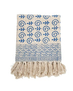 Indigo Fishy Block Print Throw Blanket Hand Block Printed