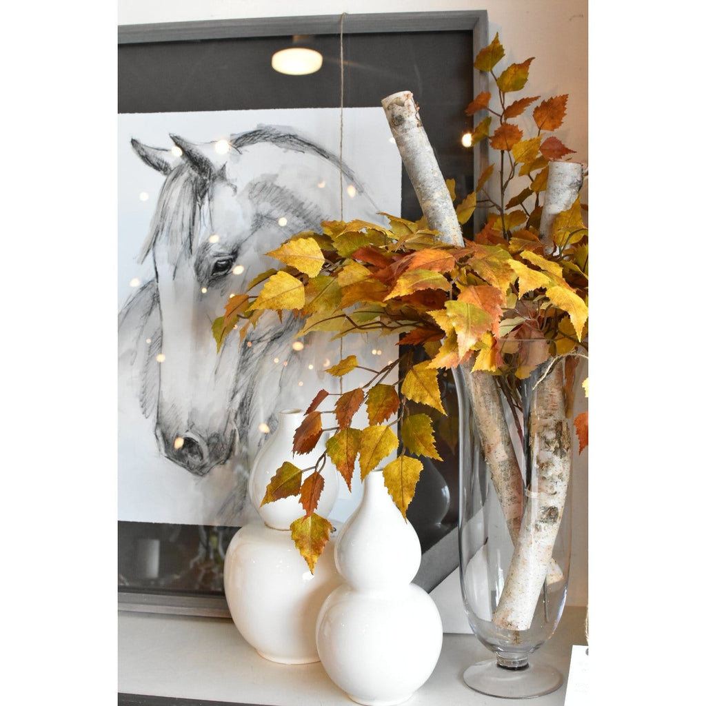 26" Faux Birch Leaf Stem Orange / Mustard / Yellow