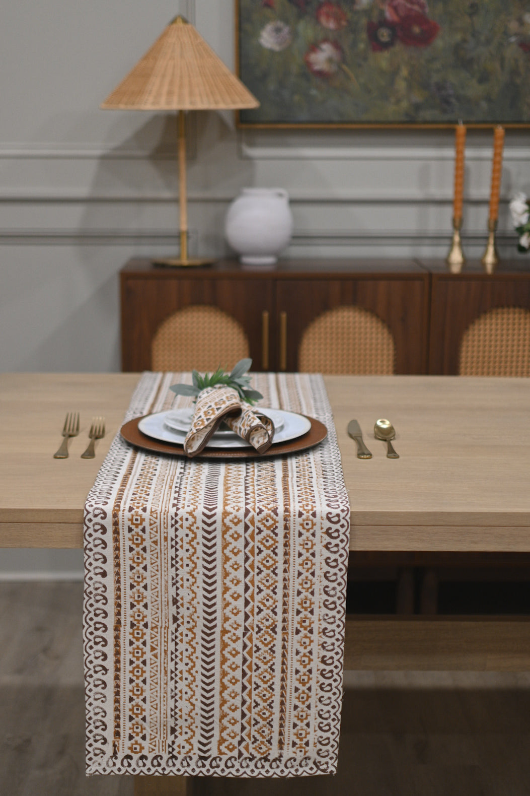 Cotton Geometric Block Print Napkins – Mustard Napkins