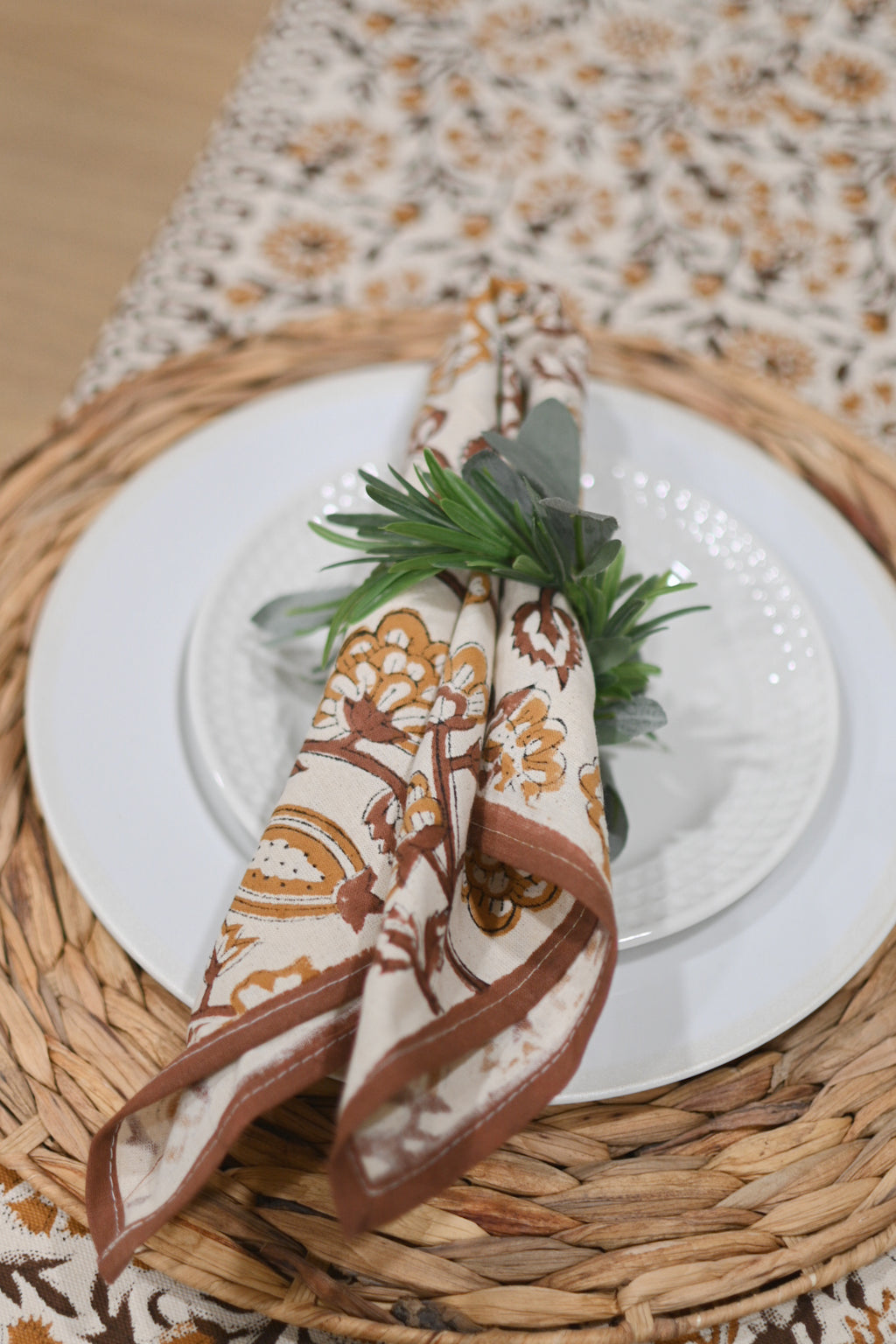 Cotton Floral Block Print Napkins – Wine Red Napkins