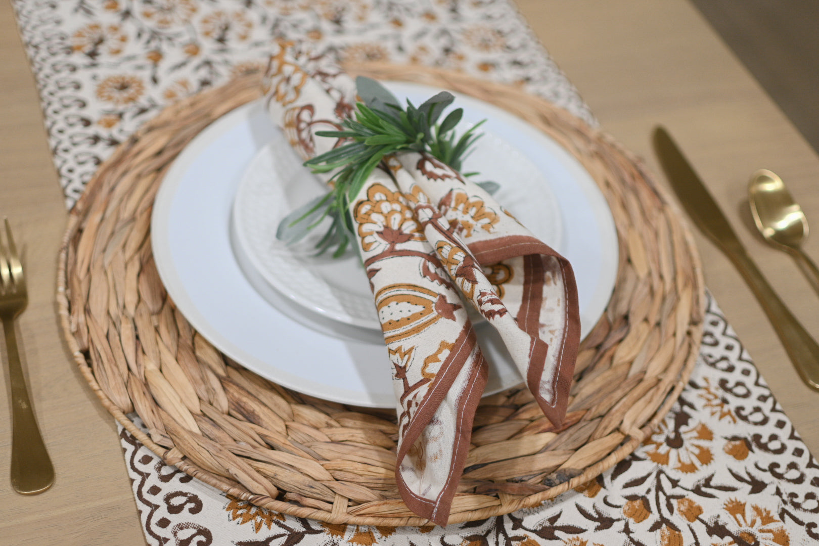 Cotton Floral Block Print Napkins – Wine Red Napkins