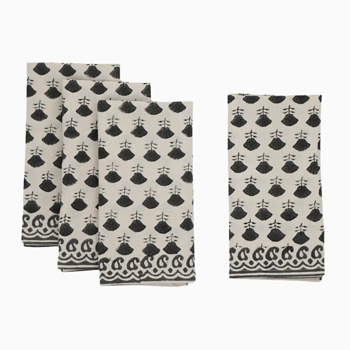 Cotton Floral Block Print Napkins – Warm Gray Napkins