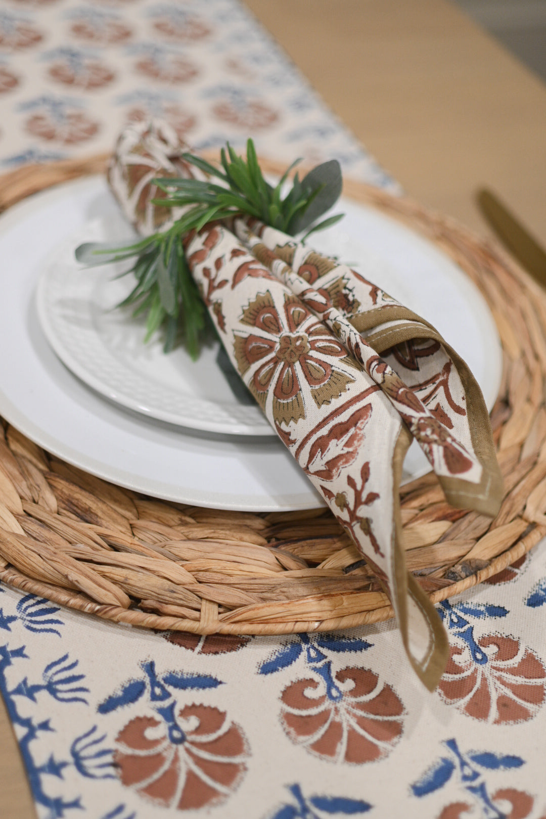 Cotton Floral Block Print Napkins – Wine Red Napkins