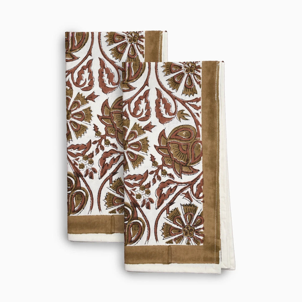 Cotton Floral Block Print Napkins – Wine Red Napkins