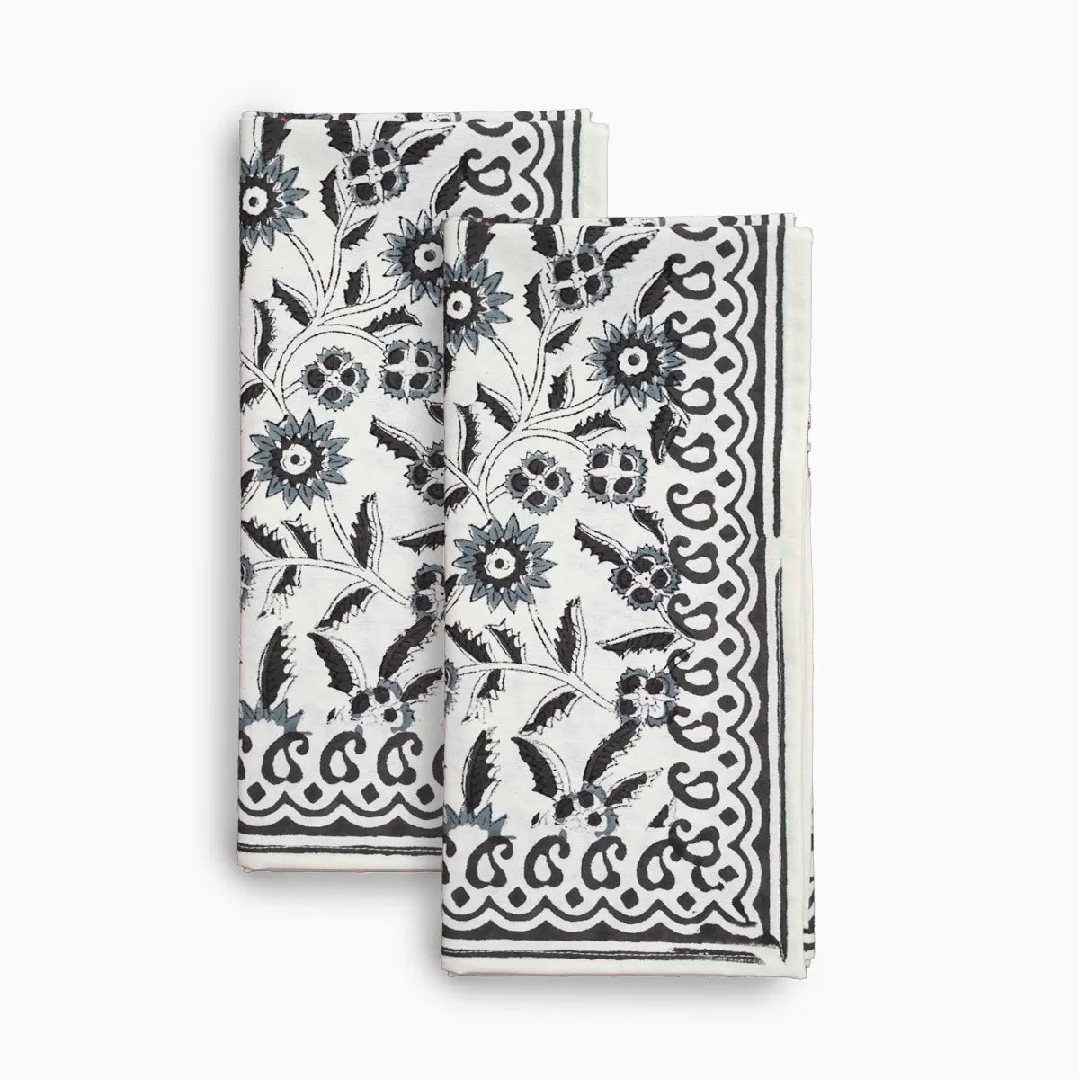 Cotton Floral Block Print Napkins – Dark Cyan Napkins