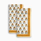 Cotton Floral Block Print Napkins – Mustard Napkins