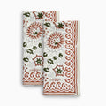 Cotton Floral Block Print Napkins – Rustic Red Napkins
