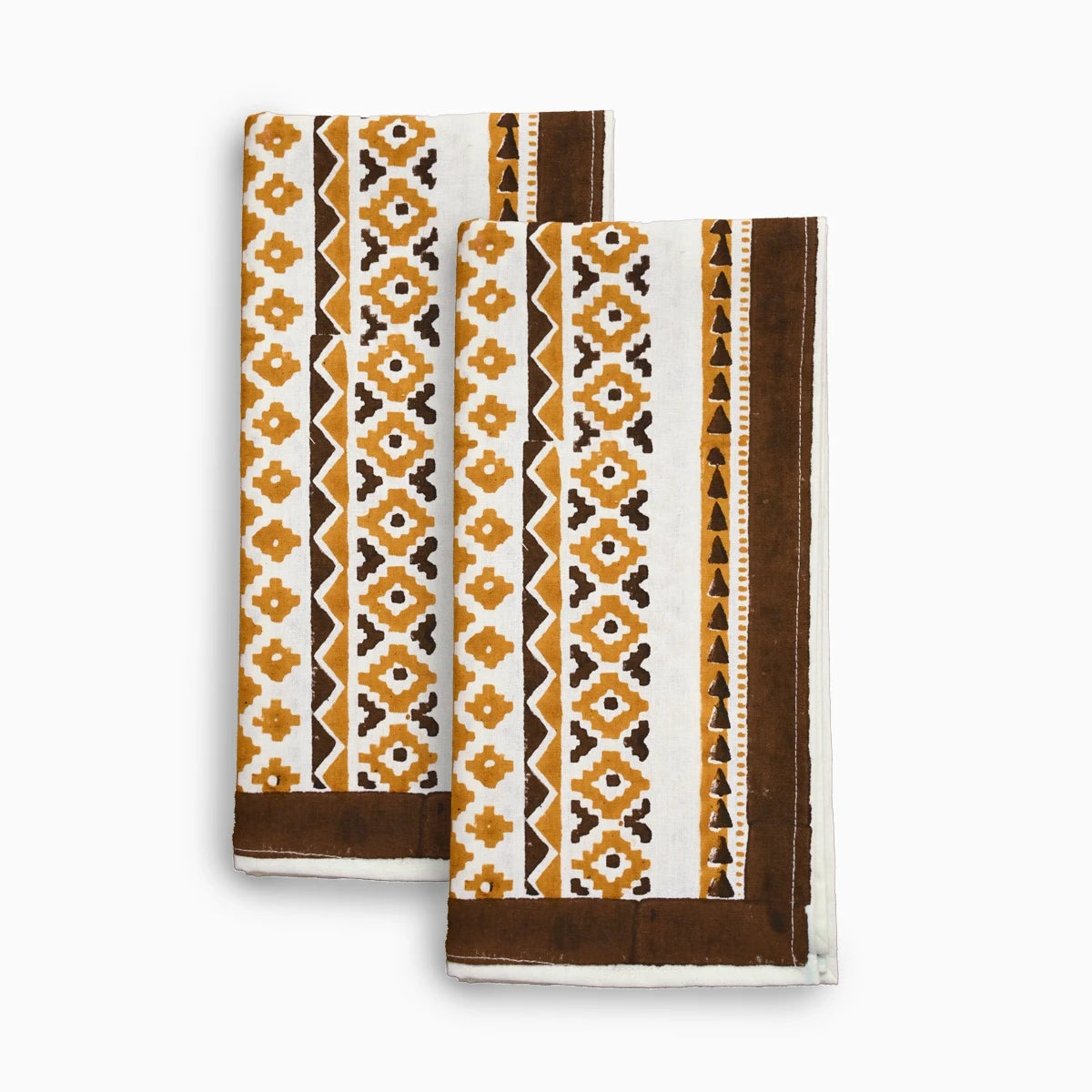 Cotton Geometric Block Print Napkins – Mustard Napkins