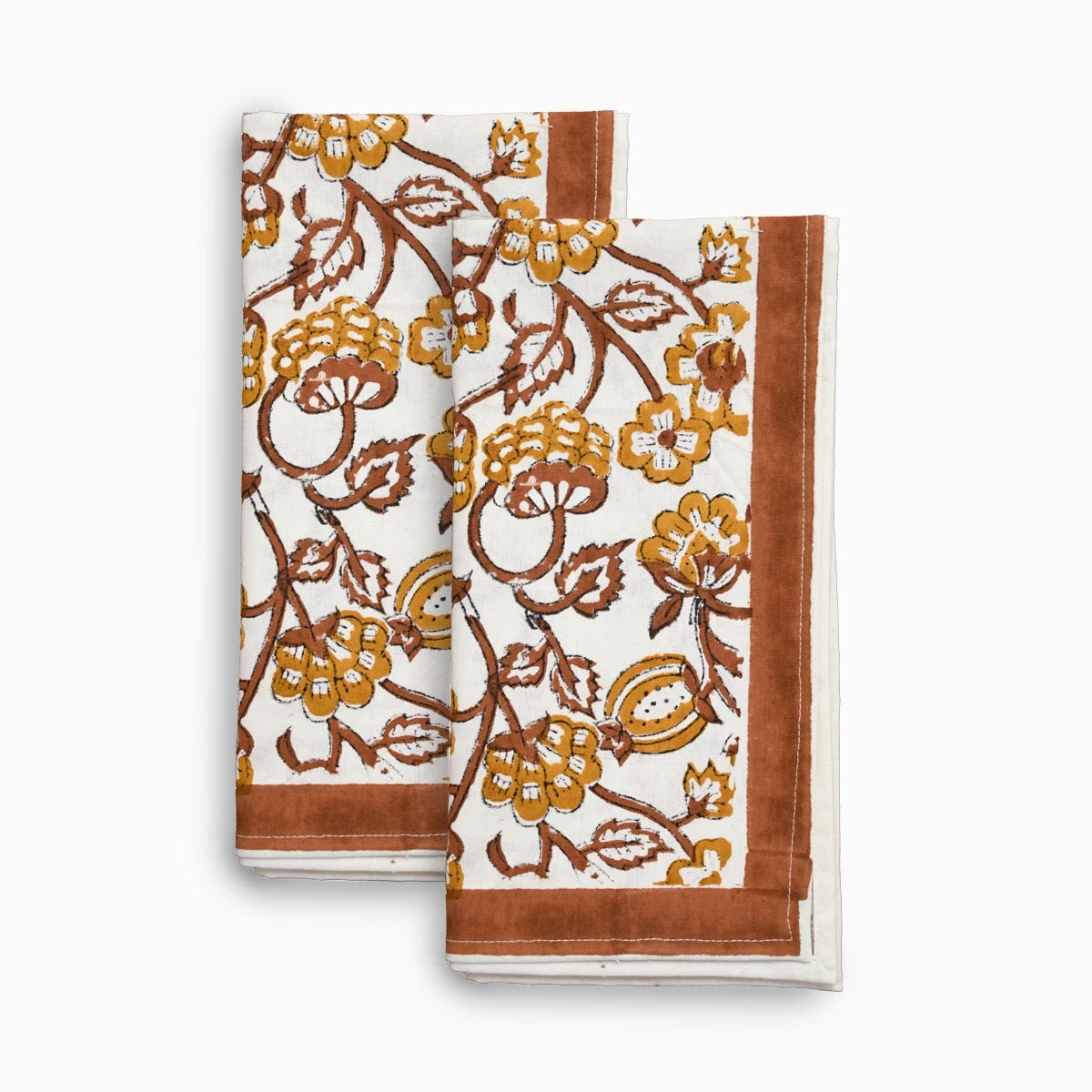 Cotton Floral Block Print Napkins – Wine Red Napkins
