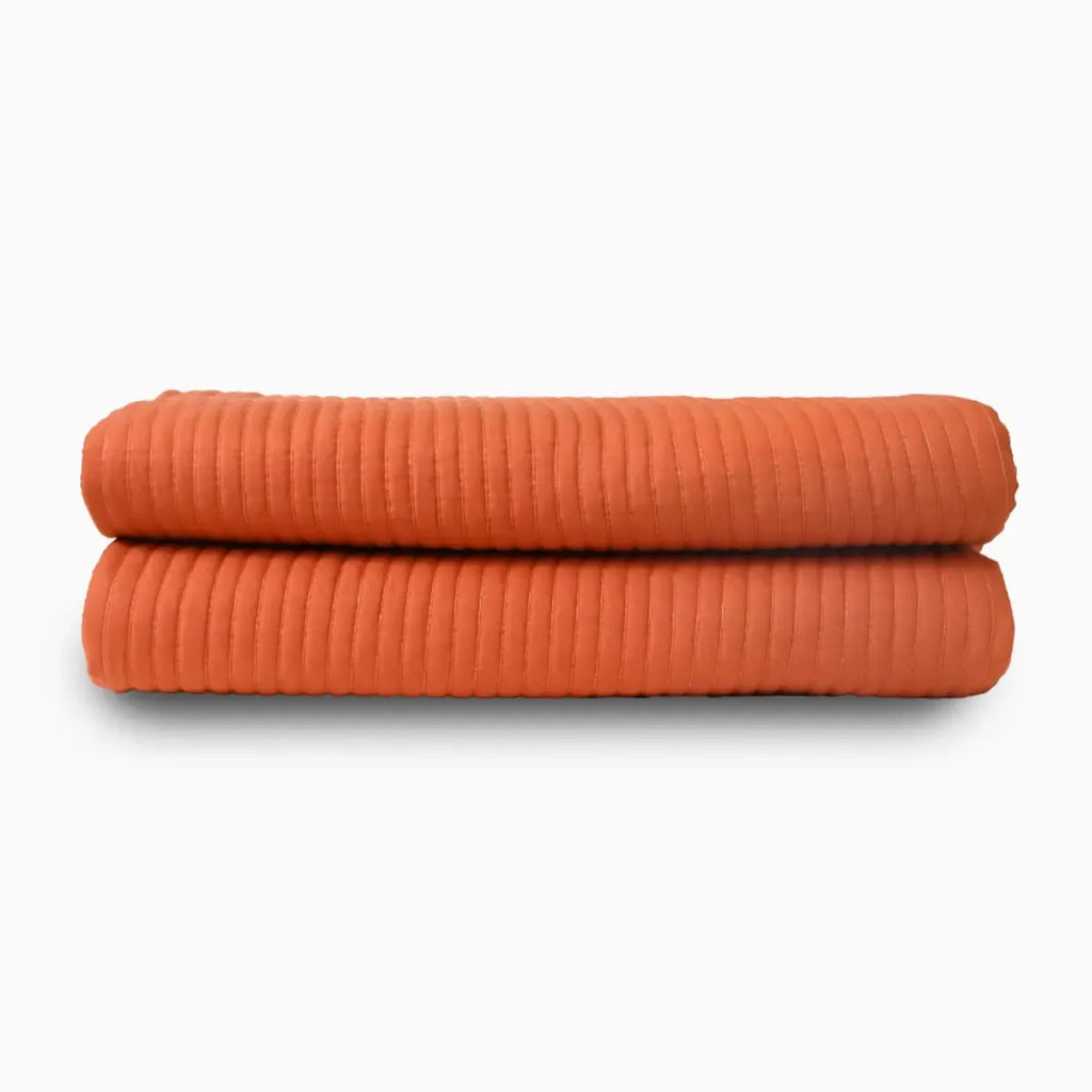 Rust Quilts Rust Hand-Stitched Cotton Quilt | Earthen Red Mulmul Bedding | Thread ...