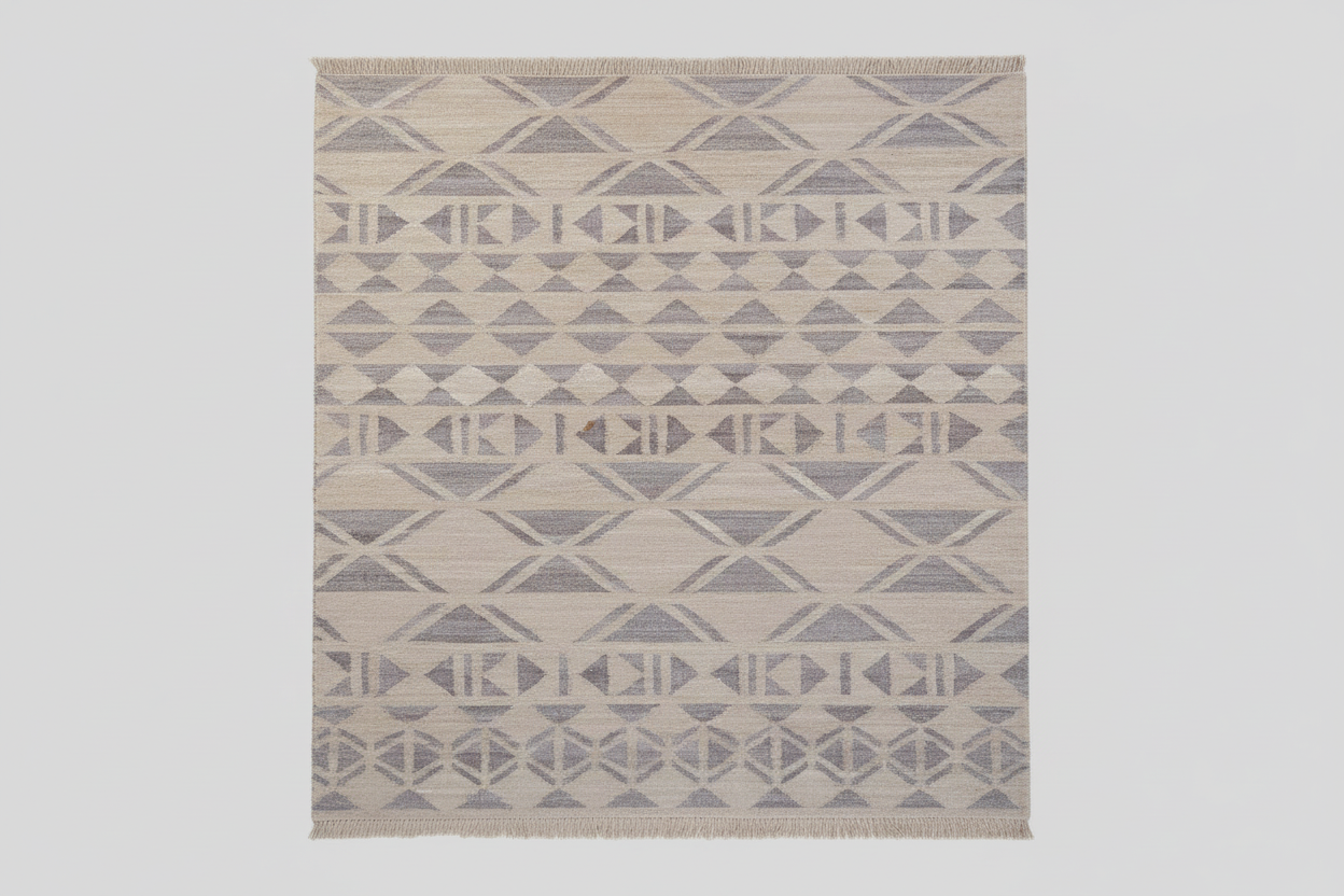 Rug with geometric pattern on a plain background