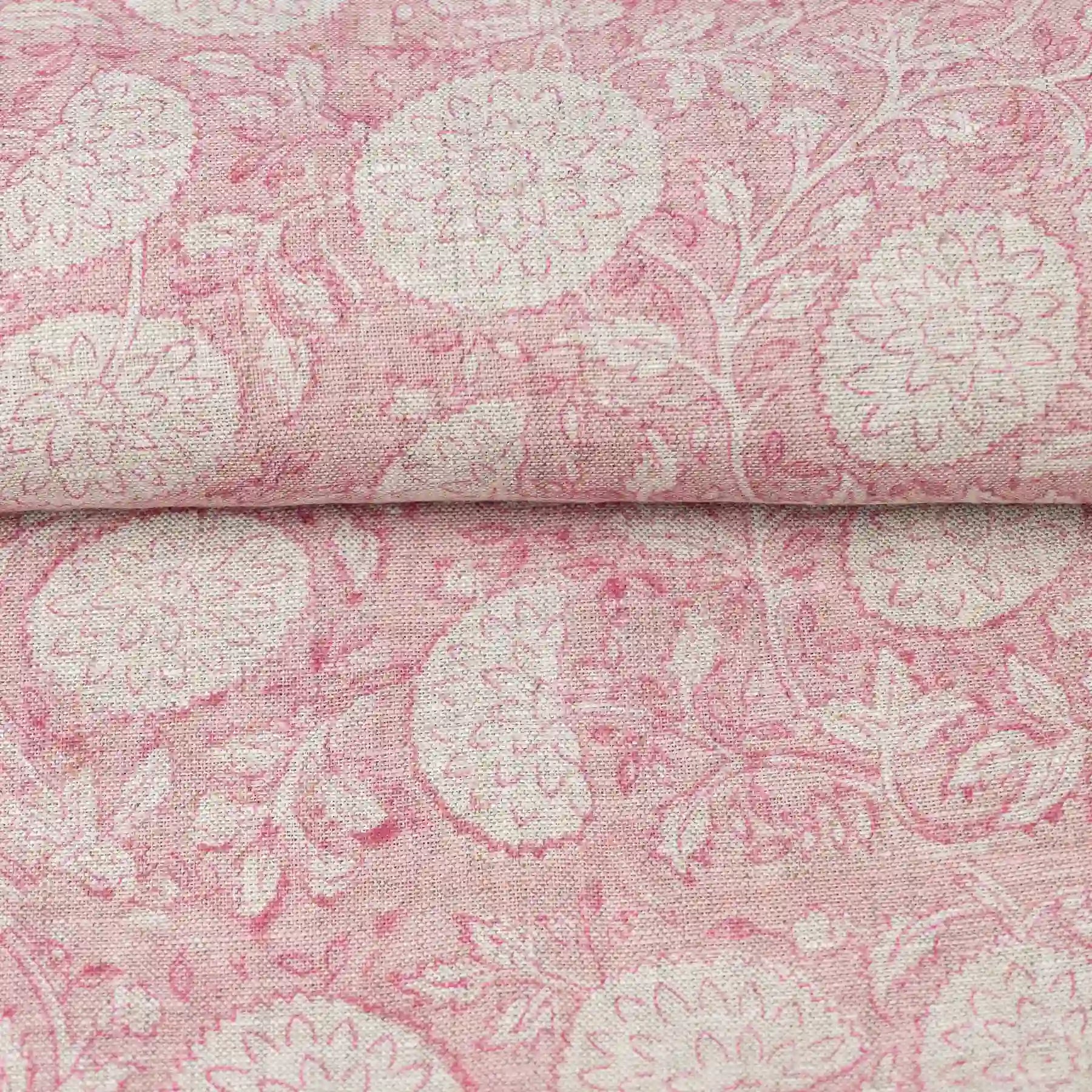 Meadow Reverie Powder Blush Linen Fabric by the Yard