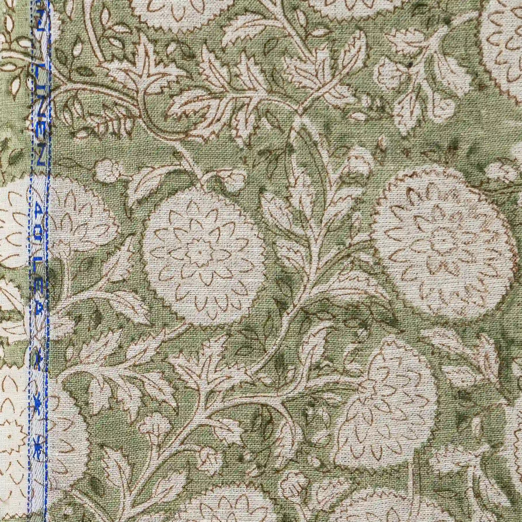 Meadow Reverie Powder Blush Linen Fabric by the Yard