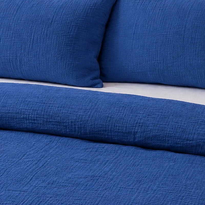 Midnight solid cotton double gauze duvet cover set