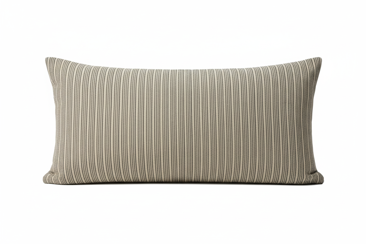 Norton Stripe Warm White Pillow Cover 16" x 42" Double Sided Pillow Covers