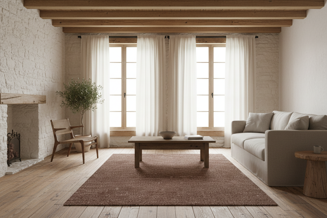 Brown textured rug on a white background