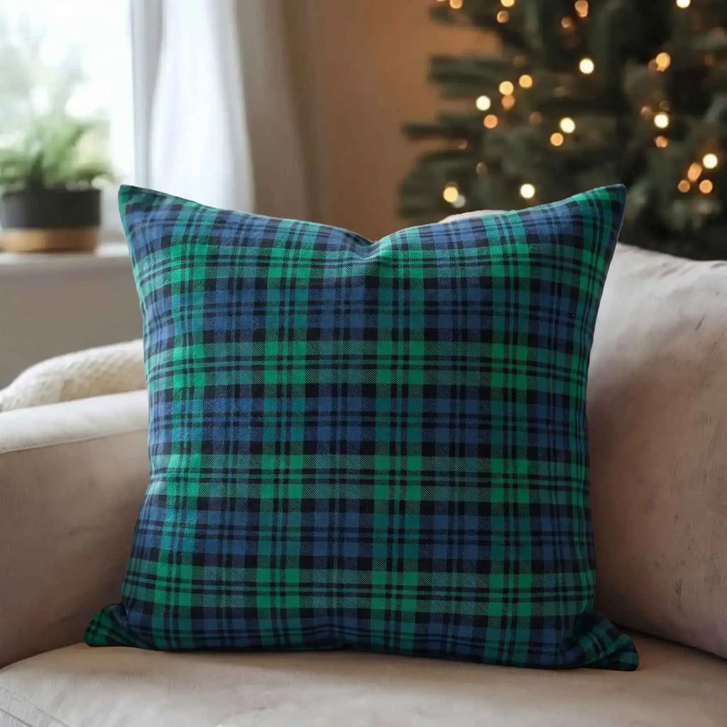 Winter Green Plaid Pillow Cover