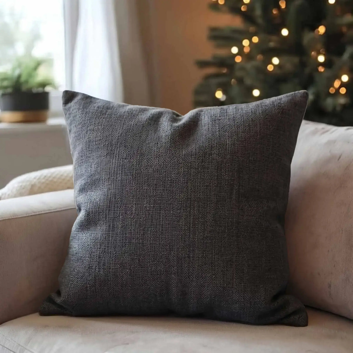 Grey Windowpane Pillow Cover