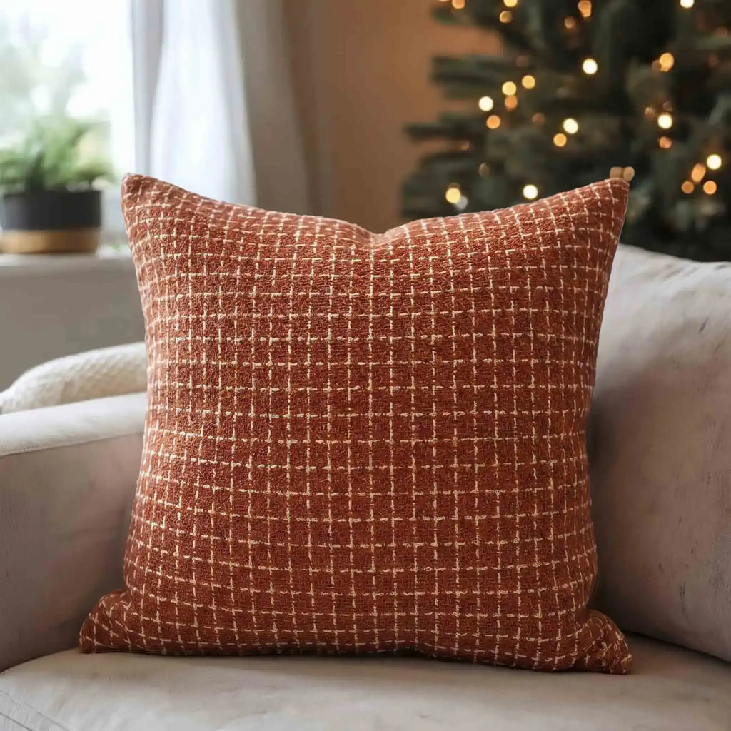 Channel Tweed Rust Pillow Cover